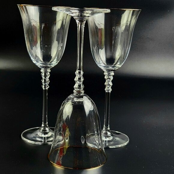 Vintage Water/Wine Goblet Sonata Gold by MIKASA - Set of 3